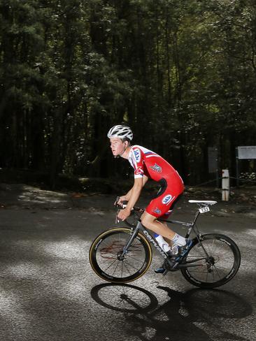 Miles Scotson. Stage one of the 2014 Tour of Tasmania bicycle (road cycling) race. Waterworks reserve to the summit of Mt Wellington. Time trial, won by Ben Dyball.