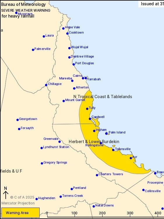 Isolated heavy falls over Northeast Queensland this evening, becoming heavier and more widespread over the weekend.