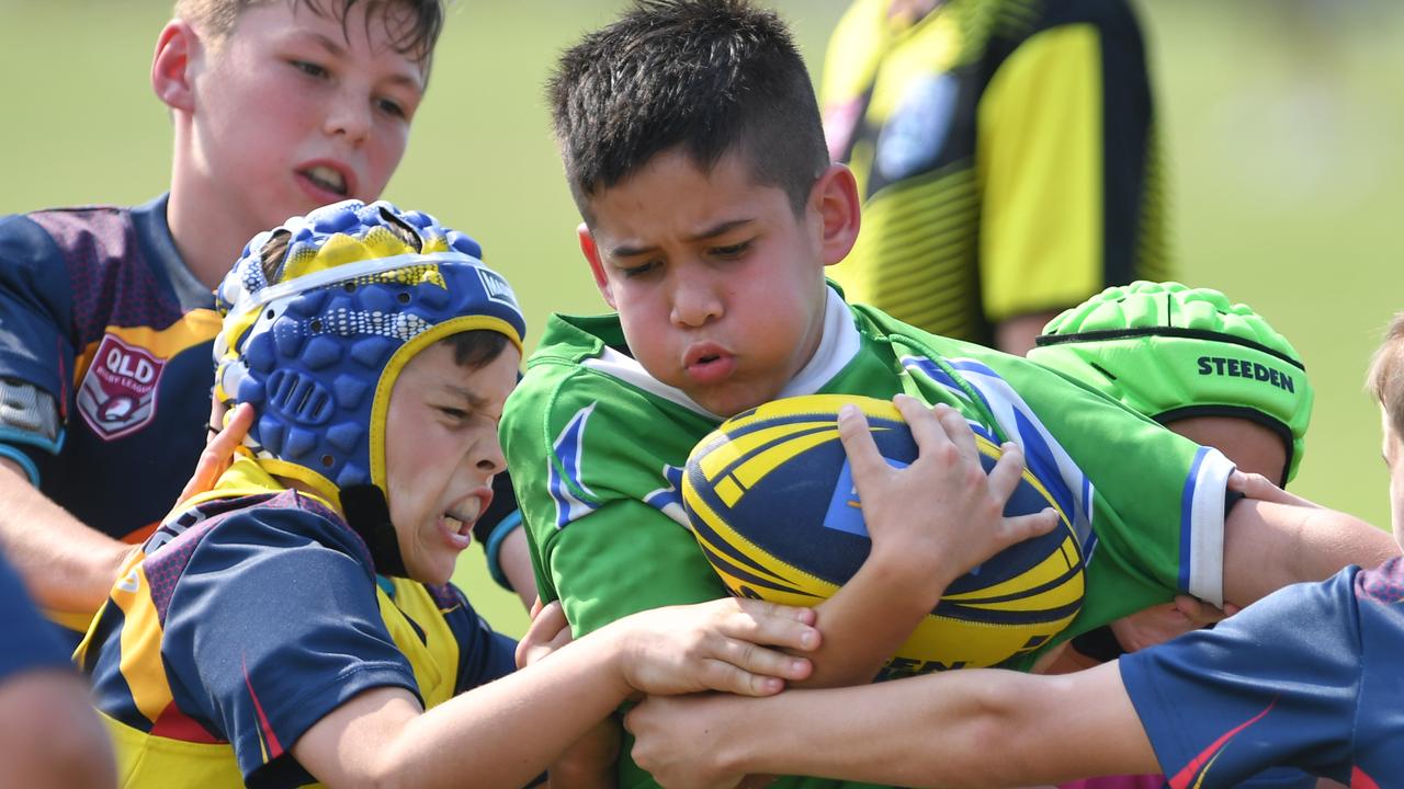 Teams play for Laurie Spina Shield at Brothers at Kirwan. Proserpine Whitsundays Brahmans Lennox Tronc. Picture: Evan Morgan