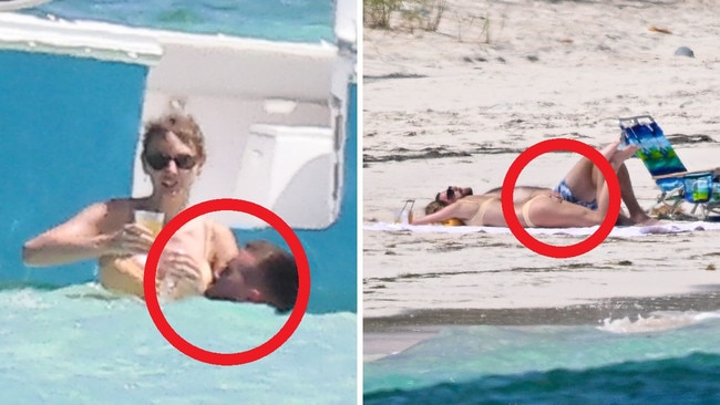 Taylor and Travis couldn’t keep their hands off of each other while taking a dip in the ocean. Picture: Backgrid