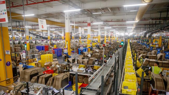 The Kempsey Creek Amazon fulfilment centre uses robotics alongside humans. Picture: NewsWire / Nikki Short