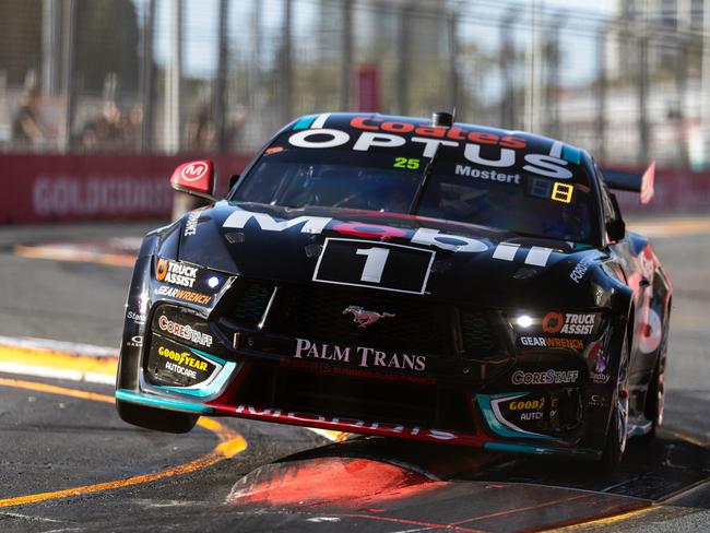 Chaz Mostert rides the curb.