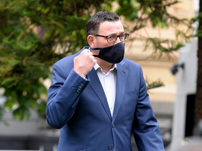 MELBOURNE, AUSTRALIA - NewsWire Photos DECEMBER 21, 2020: Victorian Premier Daniel Andrews arrives at a media conference at the Parliament House gardens. Picture: NCA NewsWire / Andrew Henshaw