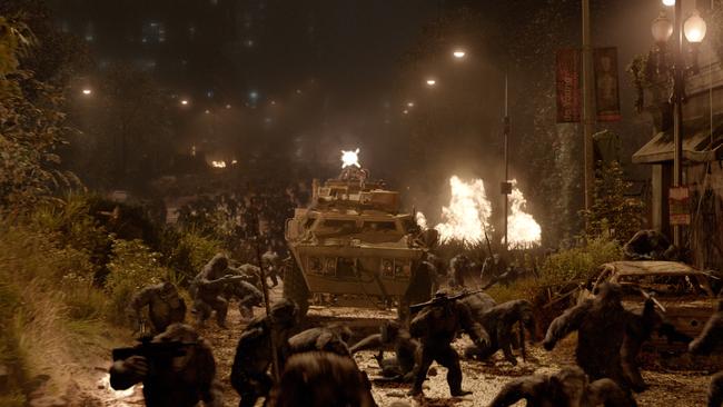 War zone ...  a scene from Dawn Of the Planet of the Apes.