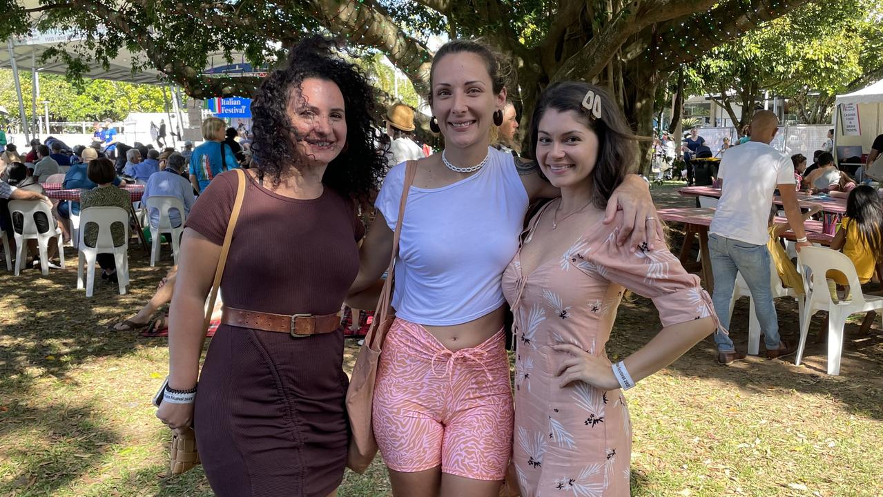 Romina Muzzone, Vanessa Muzzone and Alexandra Adamekova at the La Festa - Food and Wine day as part of Cairns Italian Festival at Fogarty Park. Picture: Andreas Nicola