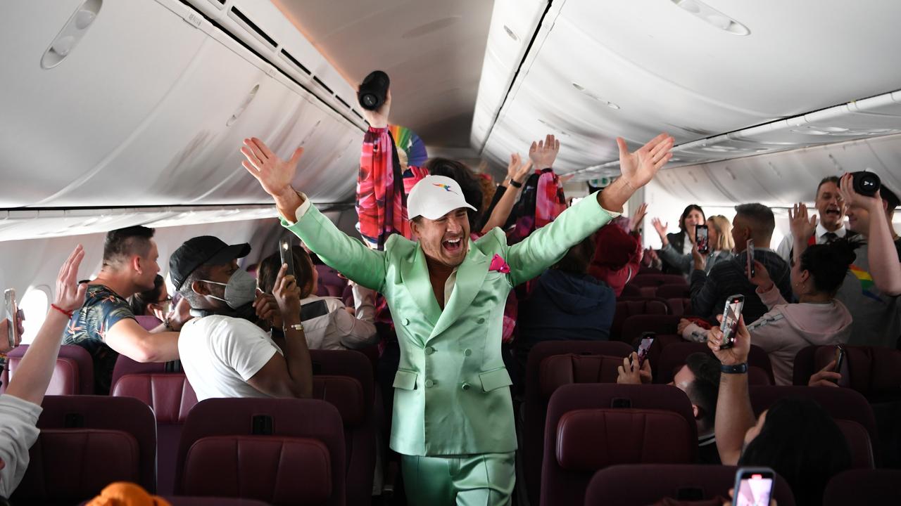 Hugh Sheridan performs on-board. Picture: James D. Morgan/Getty Images