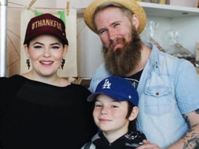 Tess Holliday, with her husband Nick and her son Rylee, who she had at age 20. Picture: Instagram/Nick Holliday