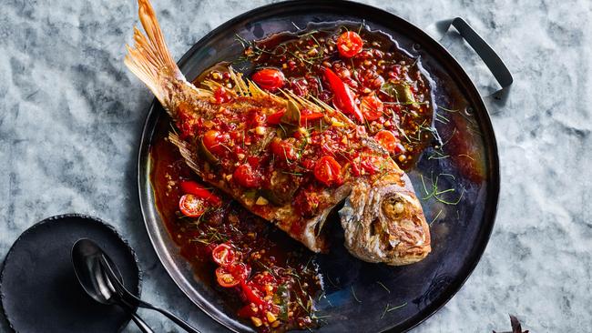 Chat Thai’s fried whole snapper with sweet chilli sauce. Picture: Brett Stevens