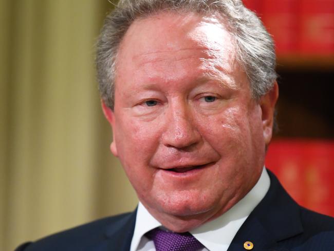 Businessman Andrew Forrest of the Minderoo Foundation addresses the media at the Commonwealth Parliamentary Offices in Melbourne, Wednesday, April 29, 2020. Australia has secured an extra 10 million COVID-19 test kits and pathology equipment through a partnership between the federal government, businessman Andrew Forrest's Minderoo Foundation and private Pathology providers. (AAP Image/James Ross) NO ARCHIVING