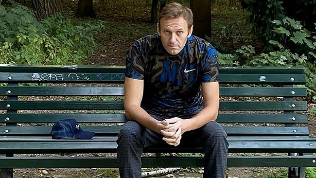 Alexei Navalny sitting on a bench in Berlin in September 2020. Picture: AFP / Instagram