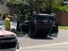 Emergency services responded to a two-vehicle crash on The Esplanade at Burleigh Heads on Tuesday. Picture: Instagram.