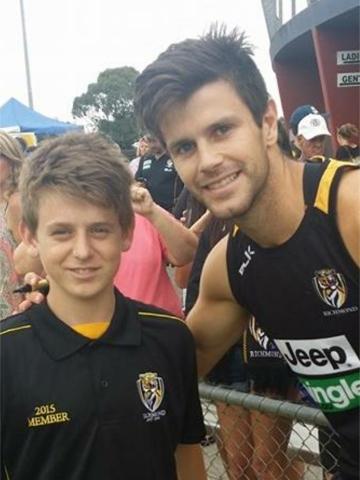 Tiger with Richmond club captain Trent Cotchin in 2015. Picture: Supplied