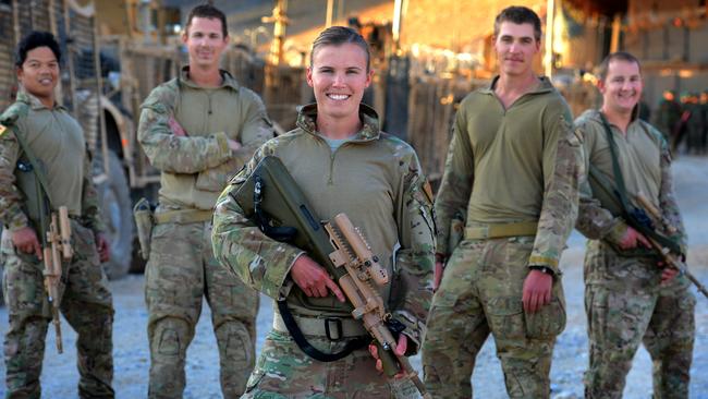 Australian Army Cook, Cpl Alex Shain with her colleagues in Afghanistan. (Pic: Supplied)