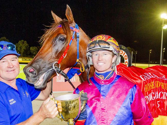 Bulletproof Boy and driver James Herbertson winning the Bendigo Pacing Cup, January 4, 2025. Picture: Stuart McCormick