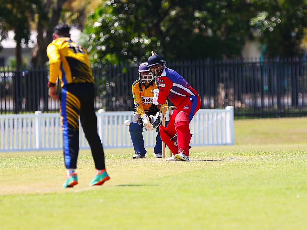 Norths Spicy Bite v Mulgrave Punjabi at Griffiths Park. Cricket Far North Second grade 2025. Photo: Gyan-Reece Rocha.