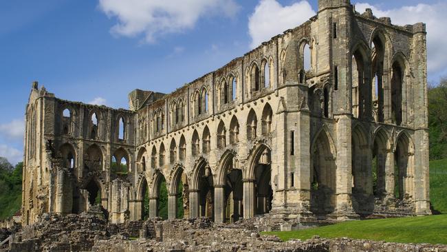 The ruins of Rievaulx Abbey in North Yorkshire, England.