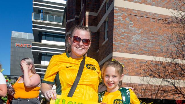 Fans ahead of the World Cup Matilda's v Sweden match at Suncorp Stadium. Photo - Stephen Archer