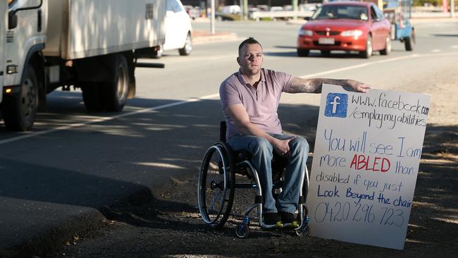 Brendan Mackrill of North Lakes is desperate for a job as he keeps getting rejected due to his wheelchair. Pic: Josh Woning.