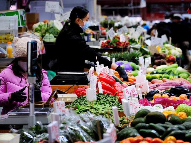 MELBOURNE, AUSTRALIA - NewsWire Photos JUNE 11, 2022: Photos of people doing their grocery shopping at Victoria market in Melbourne.Picture: NCA NewsWire / Luis Enrique Ascui