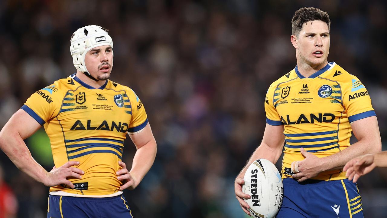 Mahoney and Moses have played plenty of footy together, but don’t expect much banter leading into Sunday’s game. Picture: Cameron Spencer / Getty Images