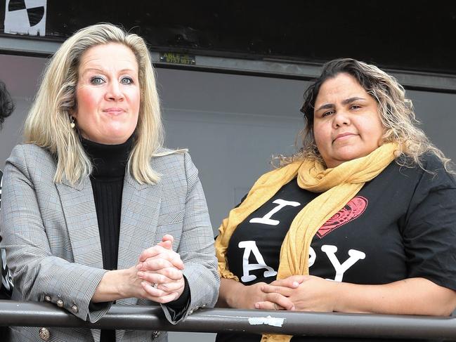 An indigenous owned and operated art gallery in AdelaideÃ•s CBD, forced to leave its current premises early next year after the university which owns the building cut its lease short. Skye O'Meara, (C) with artist, Rhoda Tjitayi (L), and Sally Scales (R), not happy about the situation, but have some options to consider. 5 August 2021. Picture Dean Martin