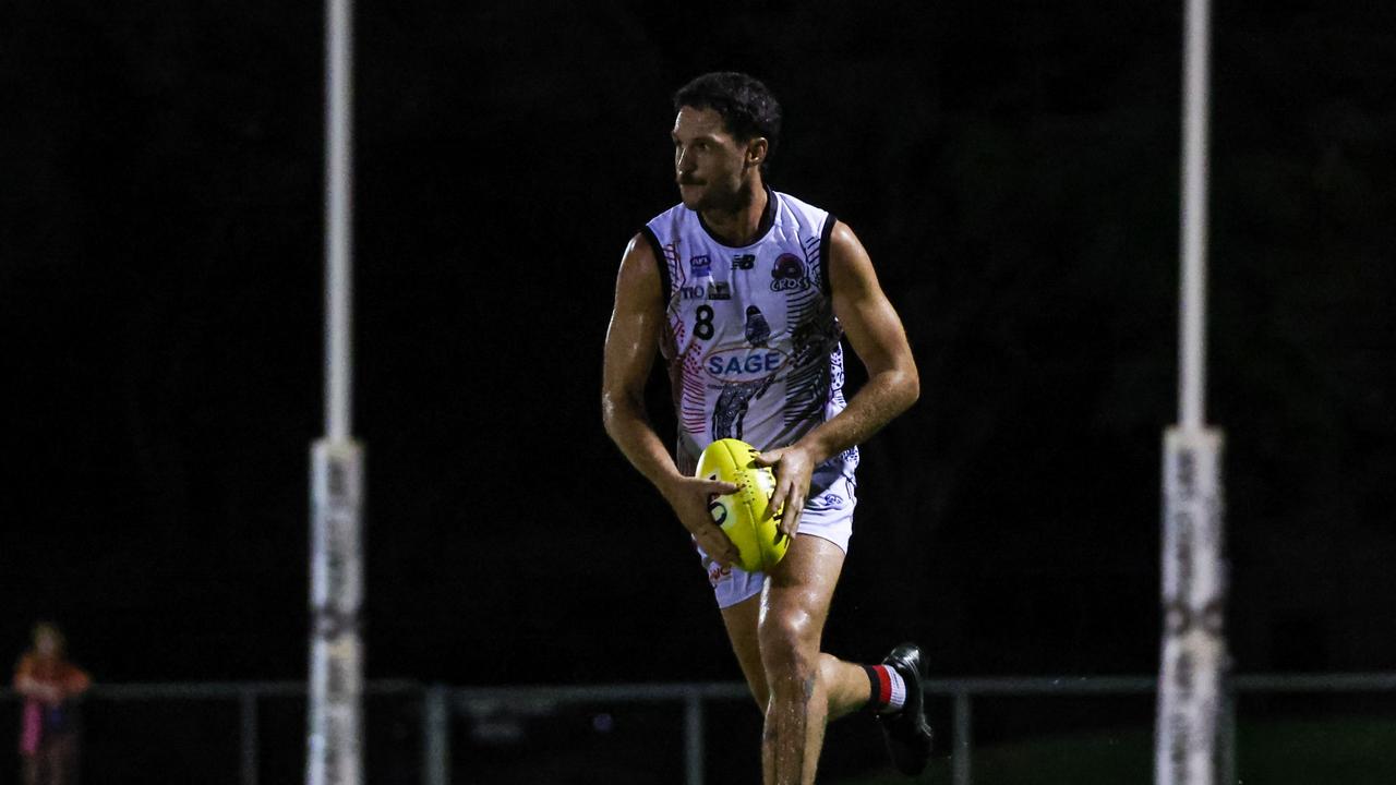 Michael Bowden made his 200th appearance for Southern Districts in the 2024-25 NTFL season. Picture: Celina Whan / AFLNT Media