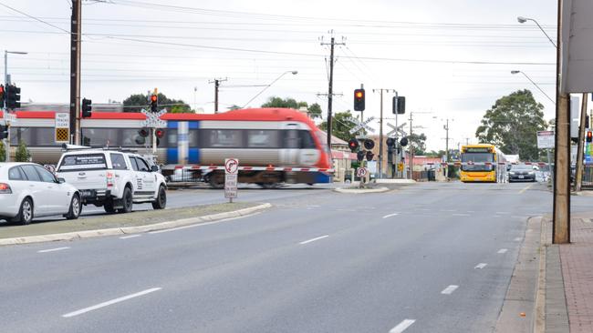 A railway bridge is emerging as the favoured design option for the controversial level crossing upgrade at Hove. Picture: Brenton Edwards