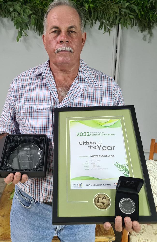 Citizen of the Year winner Alister Lawrence, of Clermont, at the Isaac Region Australia Day awards for 2022. Picture: Contributed