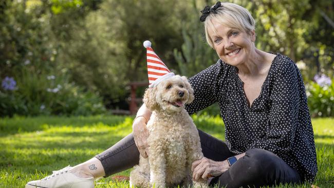 Therapy Dog Winnie and owner Cathie Thomas. Picture: Emma Brasier