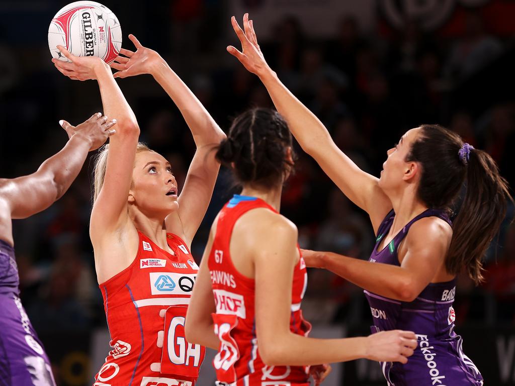 Swifts star Helen Housby was tied No.2 for Super Shots in 2022, alongside West Coast Fever’s Sasha Glasgow. Both made 56. Picture: Mark Kolbe/Getty Images