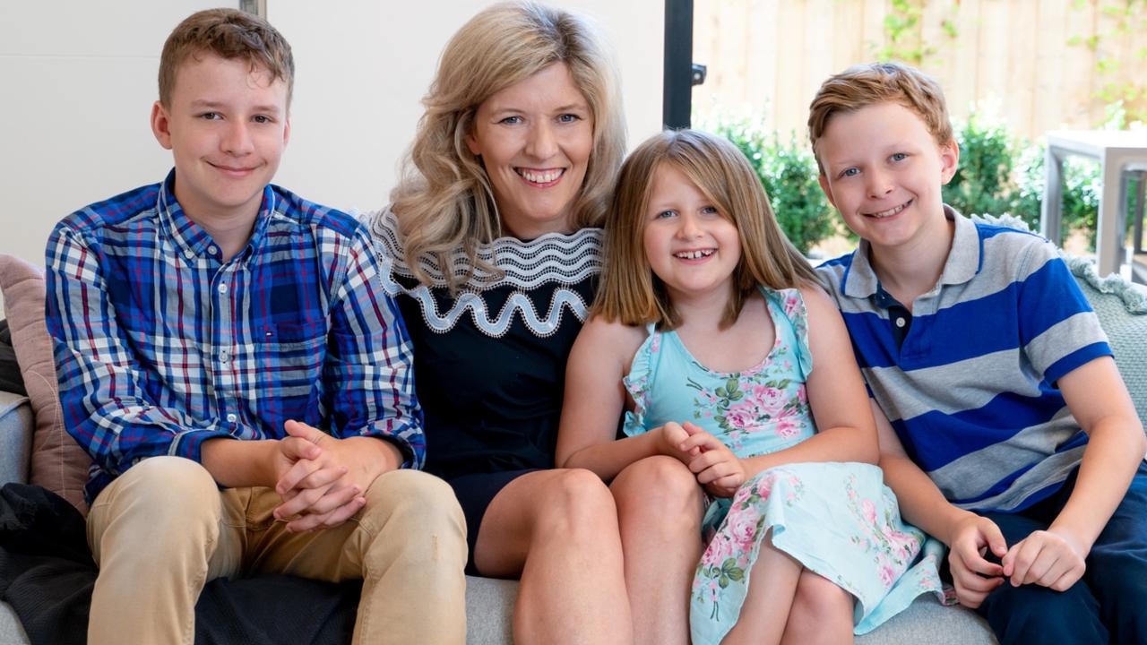 Deborah Henderson in 2019 with her children, (from left) Cameron, Natasha and Marlowe. They were only 7, 5 and 2 when she was diagnosed and told she had five years to live. Picture: Supplied