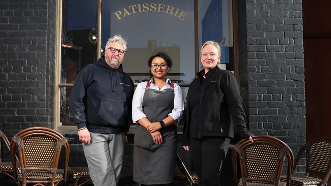 Justin McRoss co-owner, Christina Pradhan manager, Nerida McRoss co-owner. The Jackman &amp; McRoss city cafe has closed after 15 years. Picture: Nikki Davis-Jones