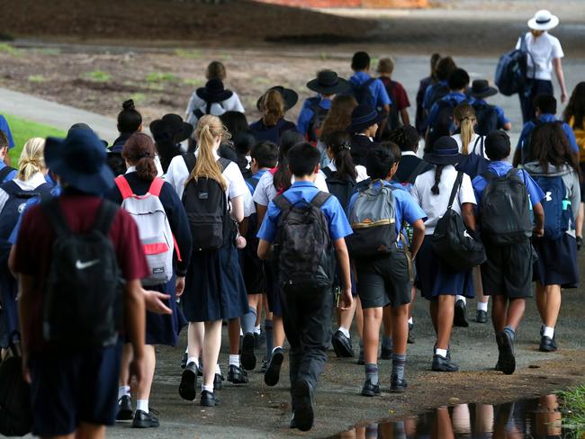 Brisbane State High has had a case of Chicken Pox, general pictures of the school and students leaving for the afternoon, South Brisbane Tuesday 10th March 2020 AAPimage/David Clark