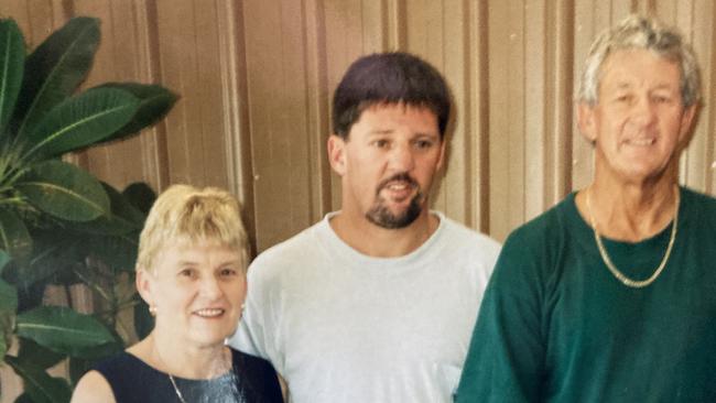 Margaret, Scott and Ian Settree at a family function before the elderly couple were shot dead by their son. Picture: Supplied