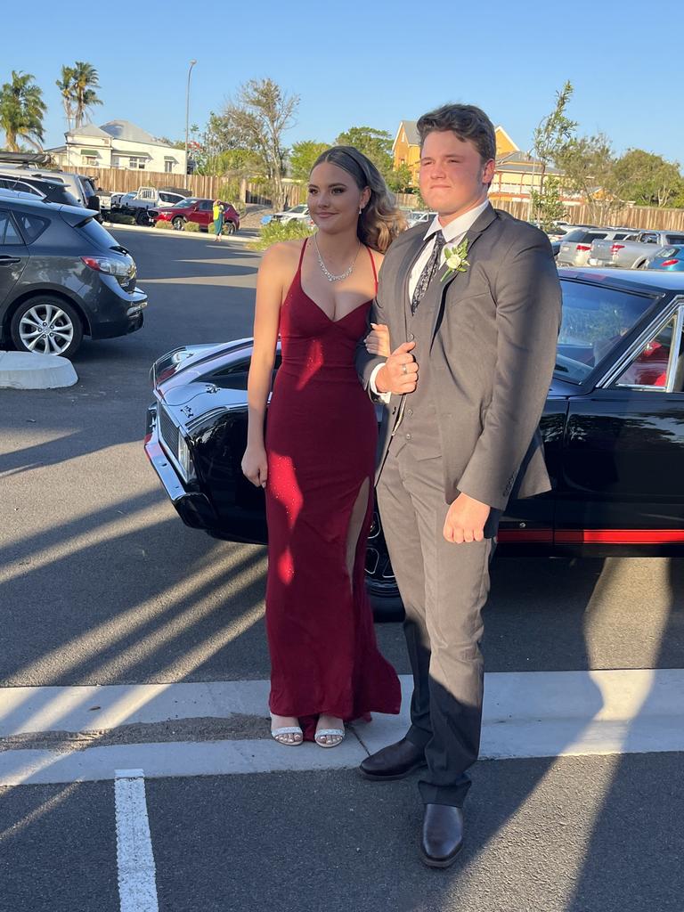 Jake Putman and Haylee Brischke arrive at the Aldridge State High School formal.