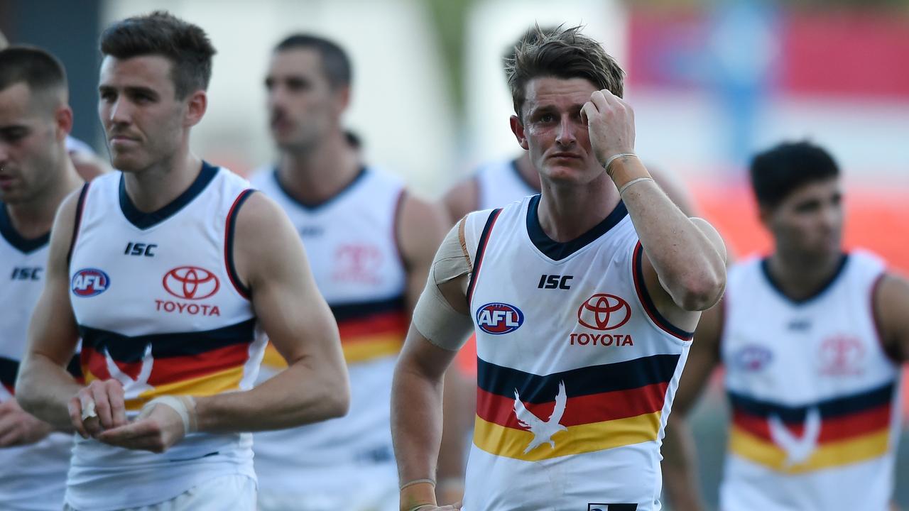 The Crows lost their first 13 games in 2020, Nicks’ first season, resulting in their first wooden spoon. (Photo by Matt Roberts/AFL Photos/via Getty Images)