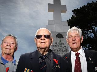 (L-R) Frank Morris, Bruce Myers and Kevin Knight after the Remembrance Day service at Penguin