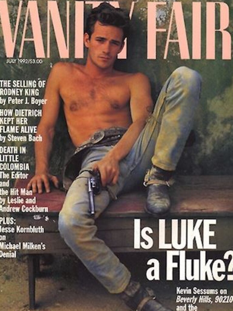 Luke Perry on the cover of <span id="U65218555630iPC" style="font-weight:normal;font-style:italic;">Vanity Fair.</span>                     