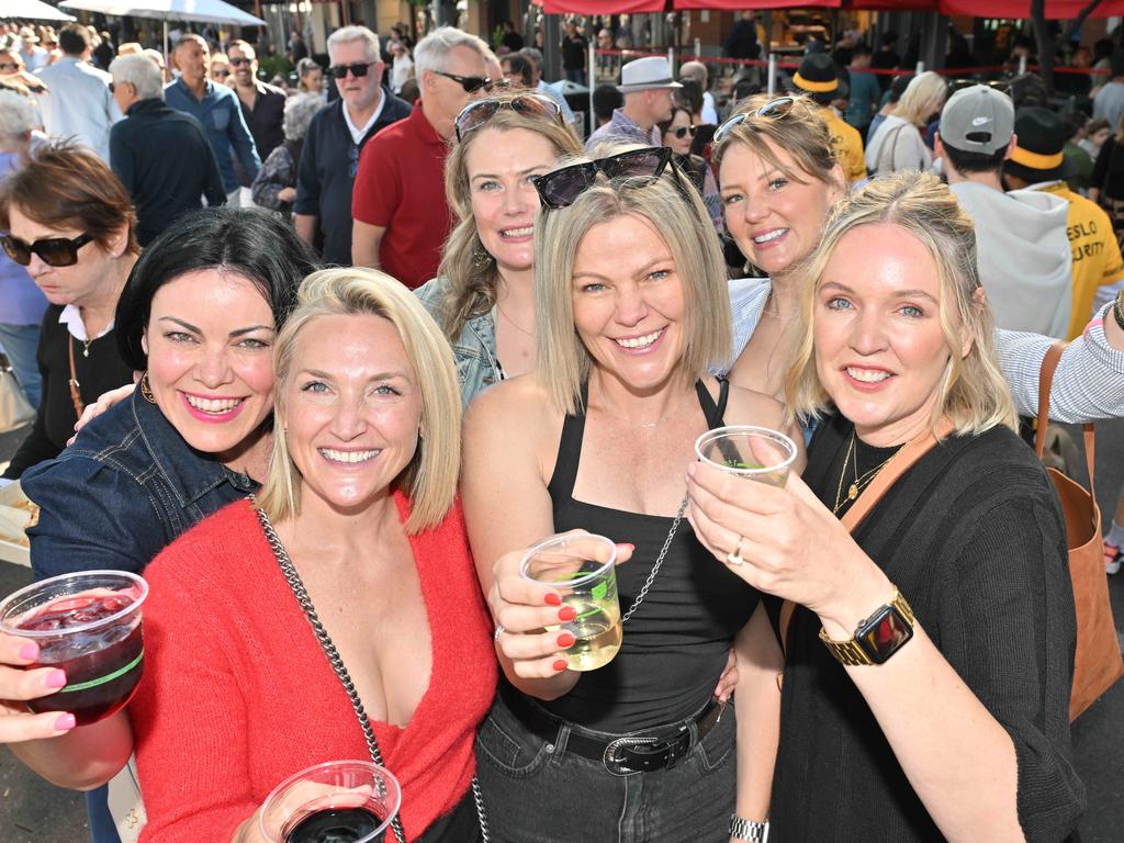 Footy fans enjoying the Norwood Food and Wine Festival on Sunday. Picture: Brenton Edwards