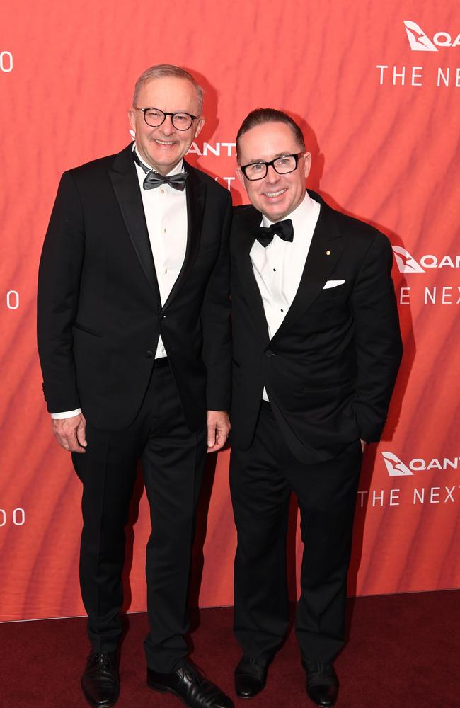 Australian Prime Minister Anthony Albanese stands with departing Qantas CEO Alan Joyce. Picture: James D. Morgan/Getty Images