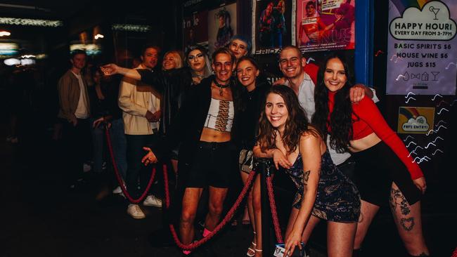 Revellers line up to get into Smith St venue Rainbow House Club Fitzroy.