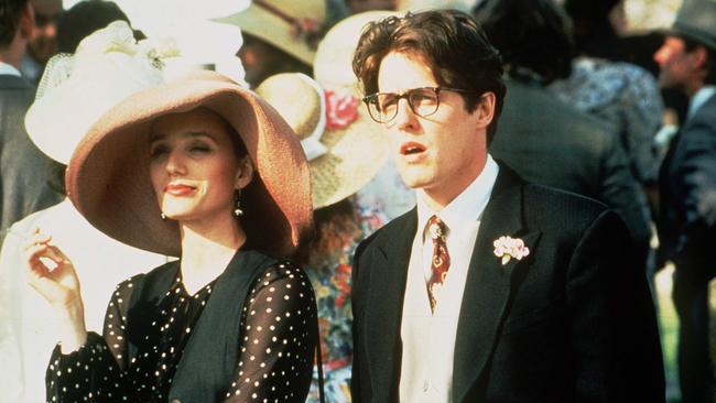 Kristin Scott Thomas and Hugh Grant in Four Weddings and a Funeral — comedian Kumail Nanjiani has had a long love affair with the British rom-com. Picture: Supplied