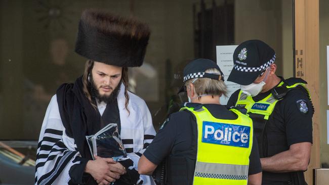 In April, police fined members of the Ripponlea synagogue for flouting social distancing rules. Picture: Tony Gough