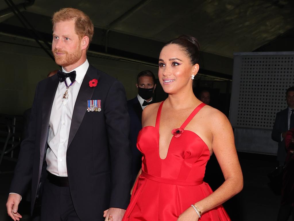 Prince Harry, Duke of Sussex, and Meghan, Duchess of Sussex attend on November 10, 2021 in New York City. (Photo by Theo Wargo/Getty Images for Intrepid Sea, Air, &amp; Space Museum)