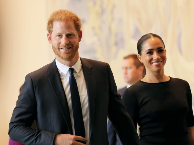 Prince Harry and Meghan Markle arrive at the United Nations Headquarters in New York. Picture: Getty Images