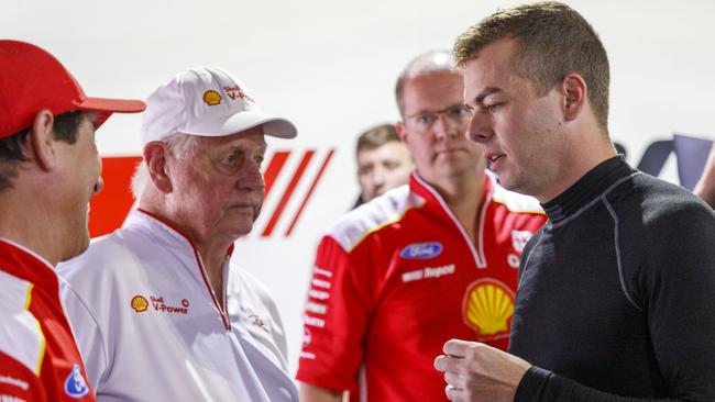 Scott McLaughlin talks with Dick Johnson. Picture: Supercars Australia