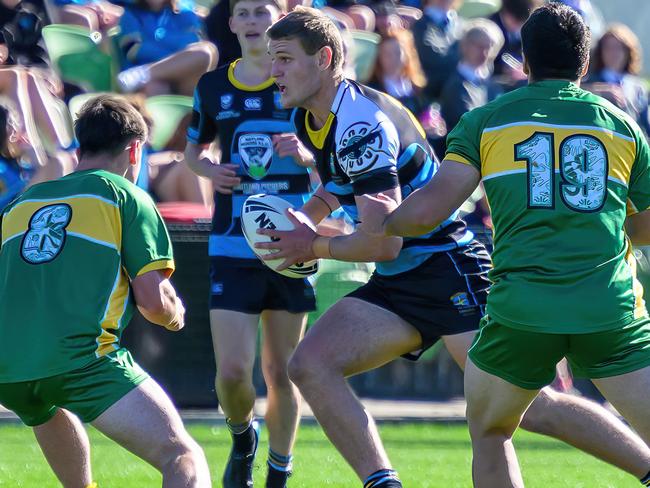 All Saints Maitland forward Cody Hopwood in action for the schools' senior rugby league side during their 38-12 victory over Hunter Sports High in round two of the 2023 Peter Mulholland Cup. Picture: supplied