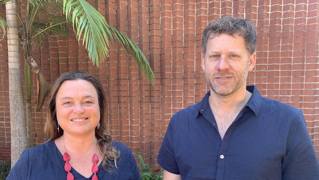 Sarah Ndiaye and Michael Lyon outside the Byron Shire Council chambers in Mullumbimby.