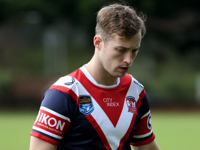 APRIL 23, 2023: Roosters Star Sam Walker pictured with team mates before the Roosters reserve grade match at Wentworth ParkPicture: Damian Shaw