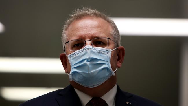 Scott Morrison at the AstraZeneca laboratories in Macquarie Park, Sydney, on Wednesday. Picture: Getty Images